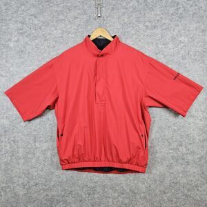 Footjoy Dryjoys Golf‎ Rain Jacket Red Size L Short Sleeve Talking Stick Logo